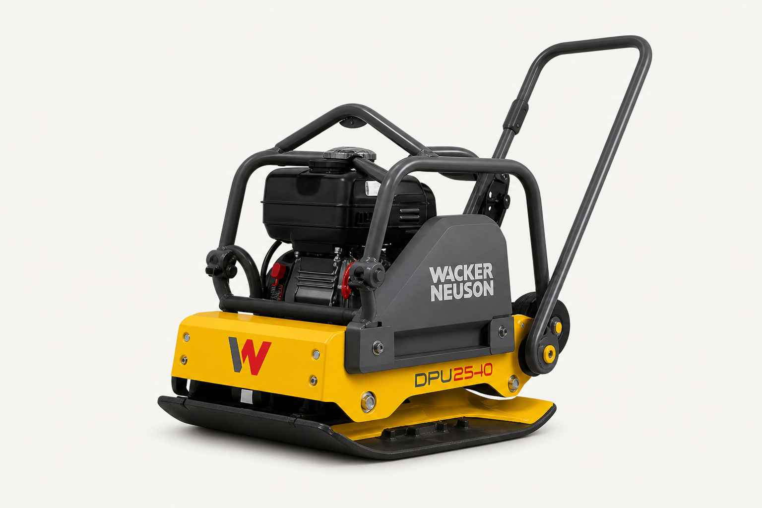 Yellow and black Wacker plate compactor